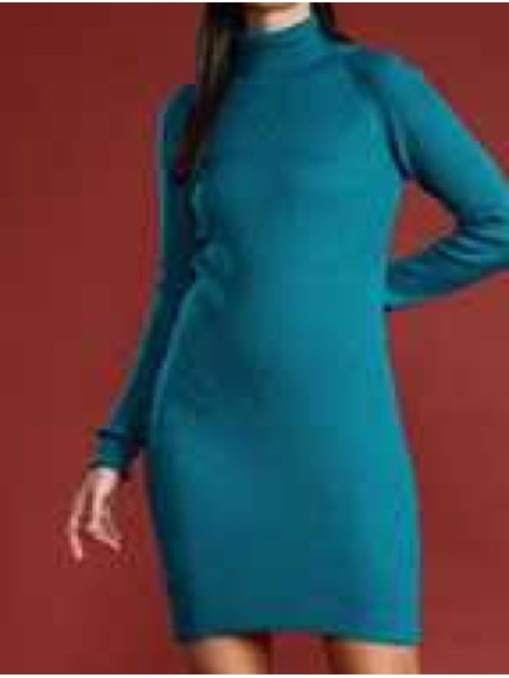 Teal Turtleneck Sweater Dress